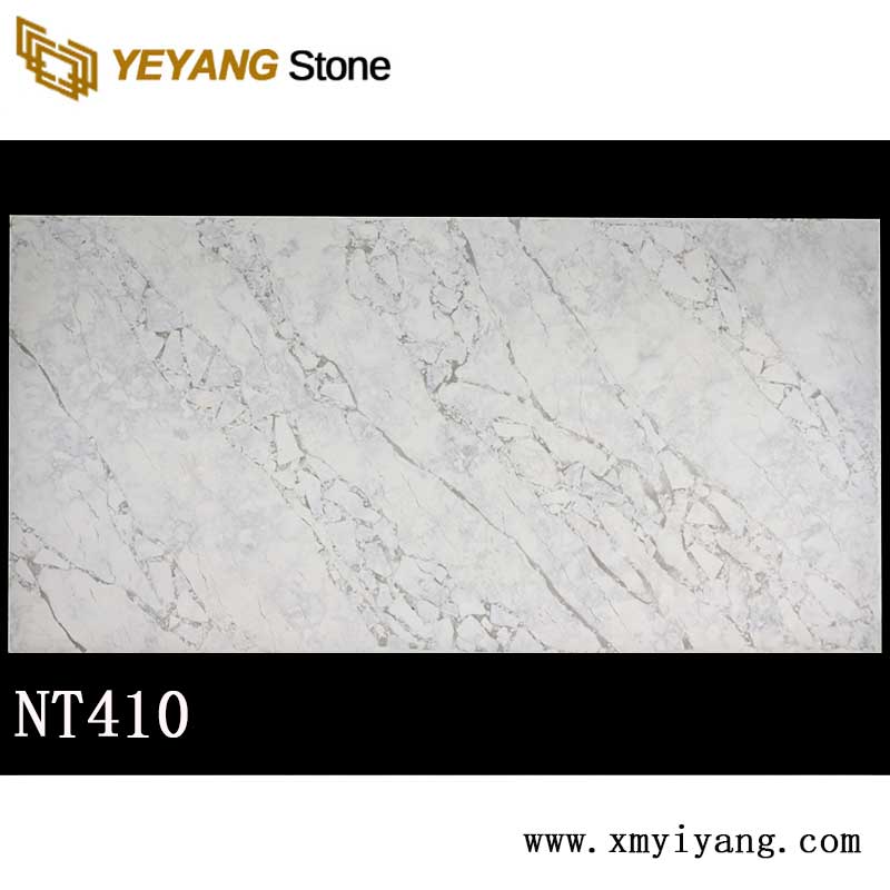 Exported Artificial Quartz Stone Calacatta White Design Quartz Slabs NT410